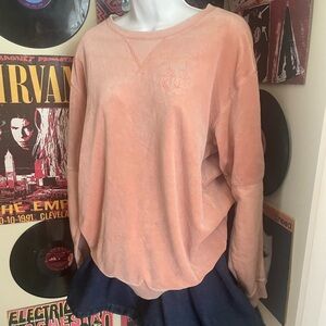PINK large corduroy sweatshirt with pink logo embroidery